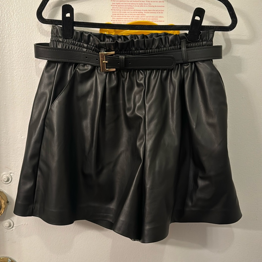 Zara leather shorts
